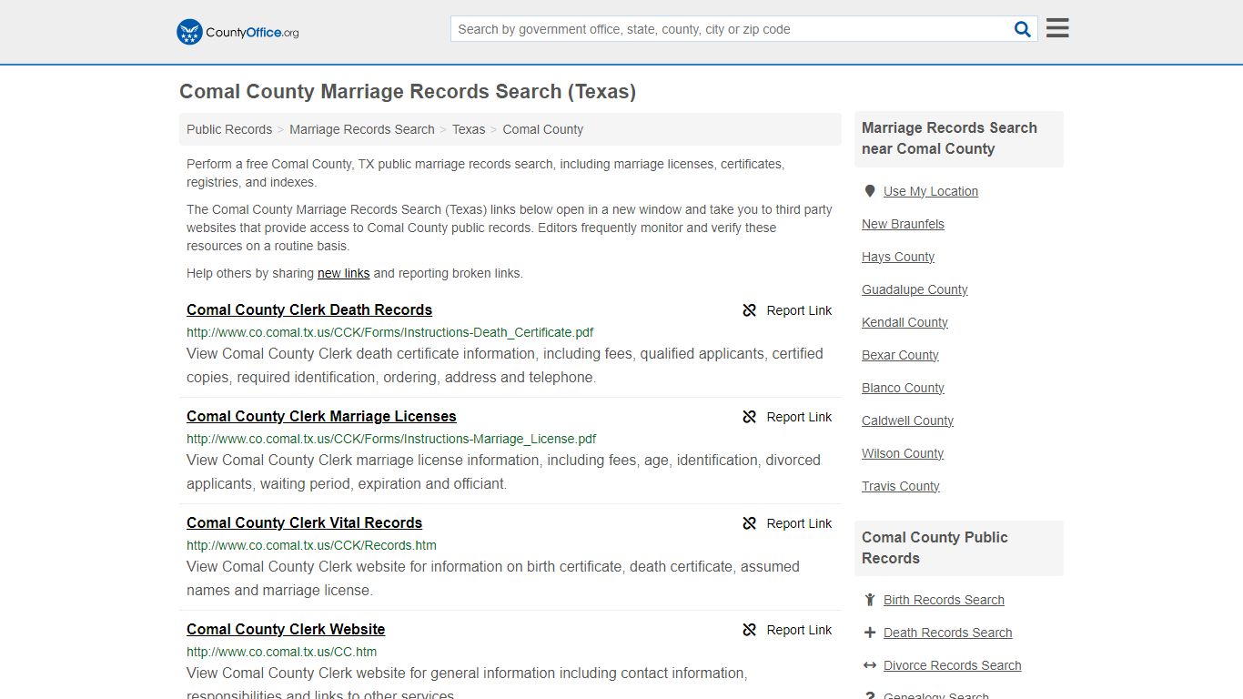 Comal County Marriage Records Search (Texas) - County Office